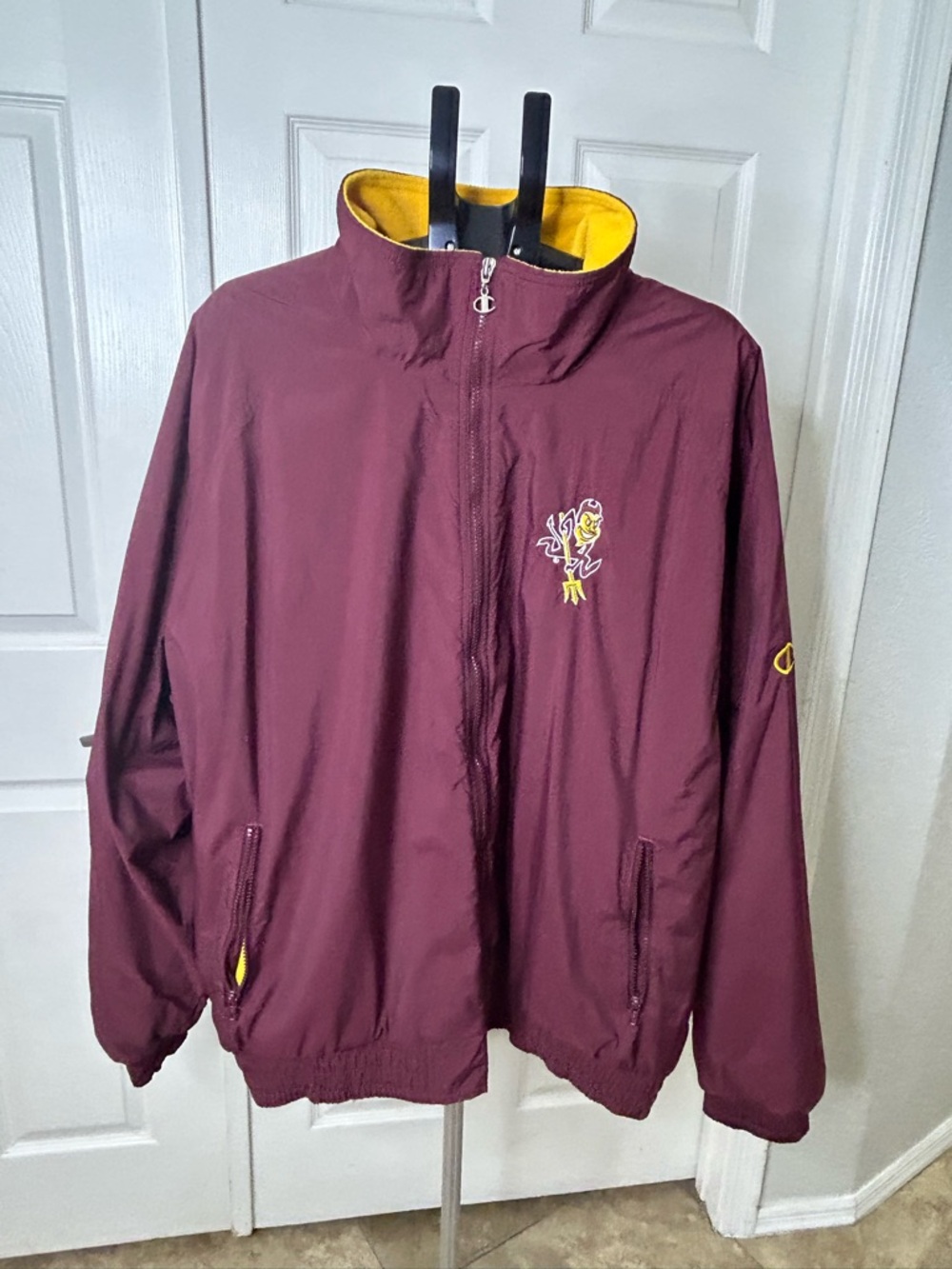 Champion Arizona State University Maroon Windbreaker with Yellow Lining